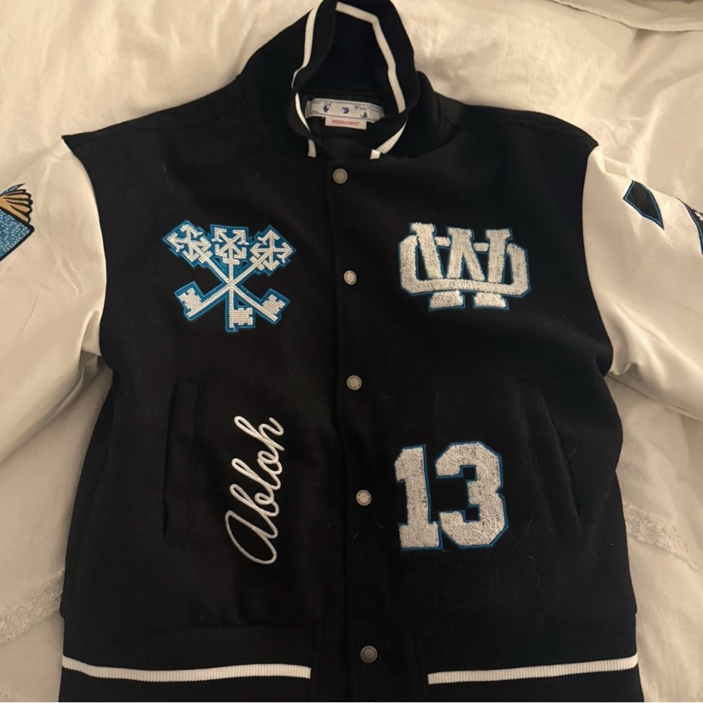 Off White Black and White Varsity Jacket